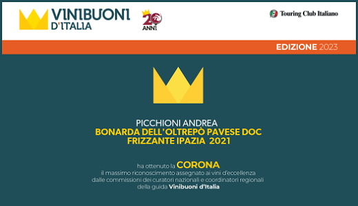 September 2022The Crown award by Vinibuoni d’Italia 2023 for our Bonarda Ipazia 2021