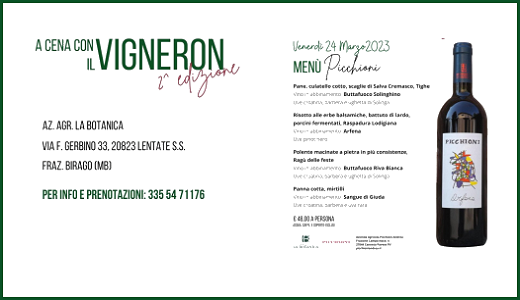 24 marzo 2023 – Lentate sul Seveso (MB)A cena con il vigneron