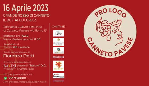16 aprile 2023 – Canneto Pavese (PV)Masterclass sul Buttafuoco con Fiorenzo Detti